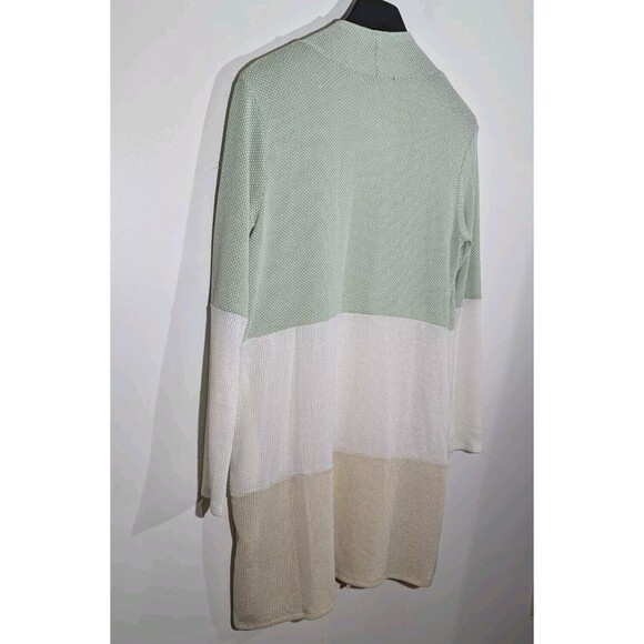 Haptics by Holly Harper Three Color Blocked Knit Cardigan Open Front sz Medium - Picture 6 of 6